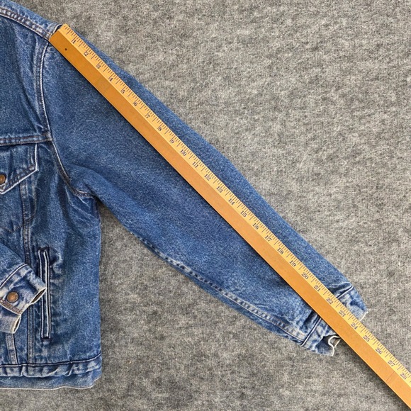 Vintage Levis Sherpa Lined Denim Trucker Jacket Mens 40R Blue Medium Wash 80s - Picture 14 of 15